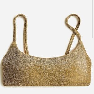 Gold Glitter Women's Bralette and hipster bikini bottom size M